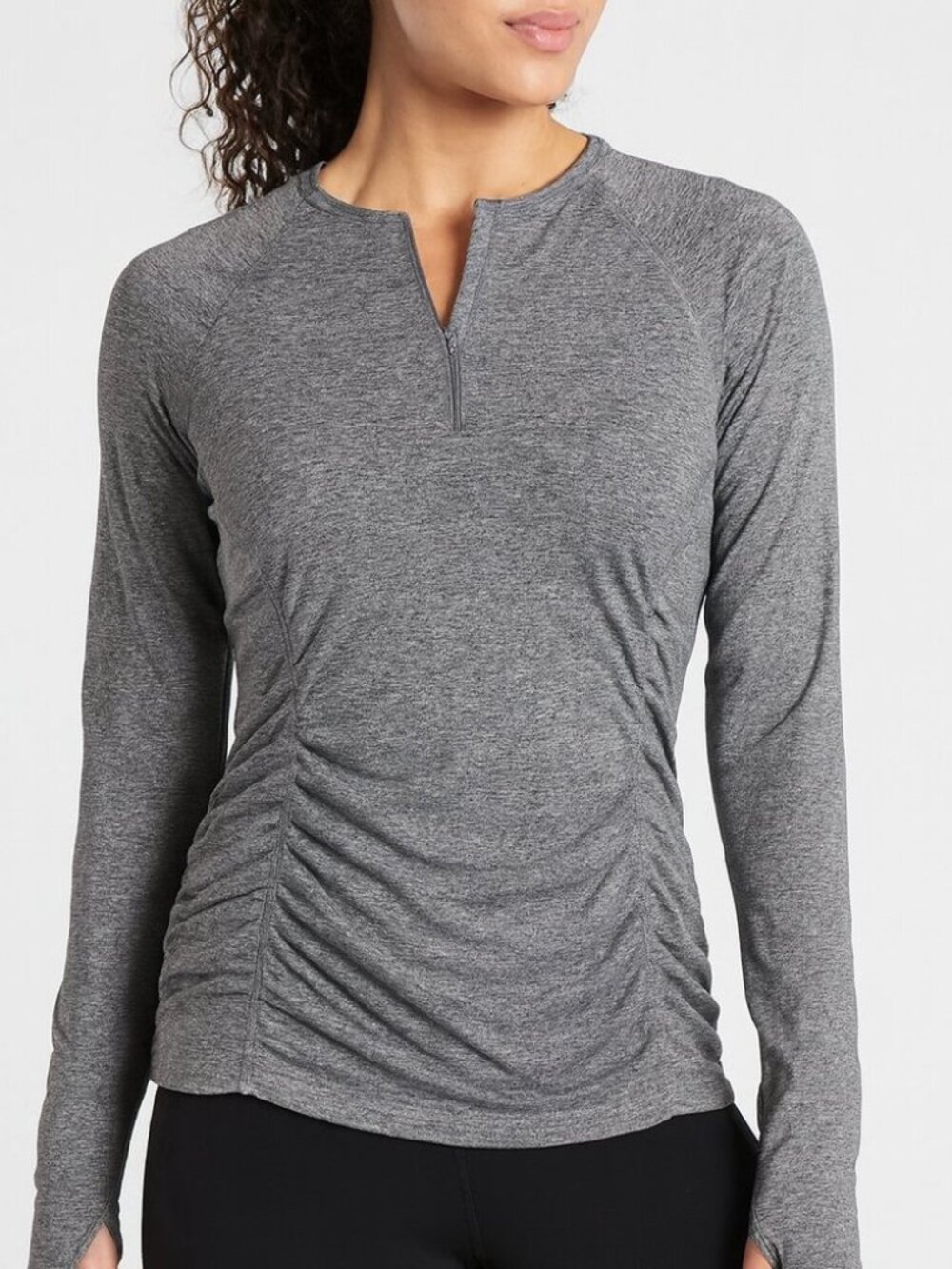 Athleta Half Zip Gray Long Sleeve Top